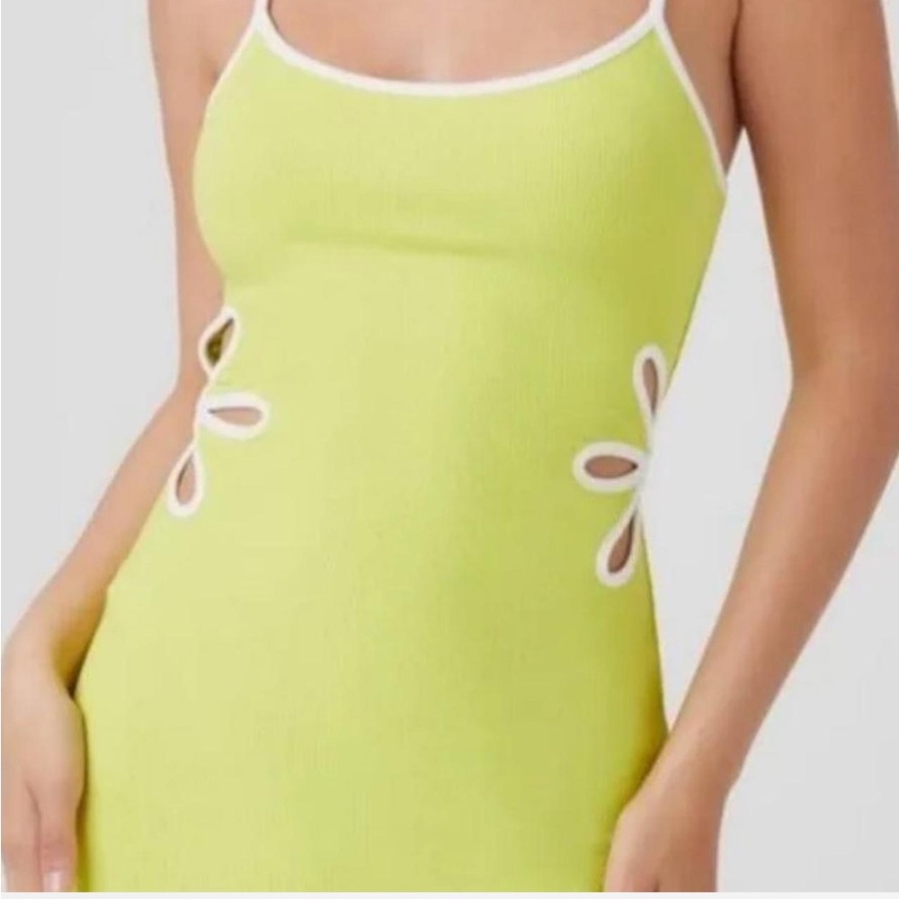 Forever 21 Neon Green Dress with White Edges